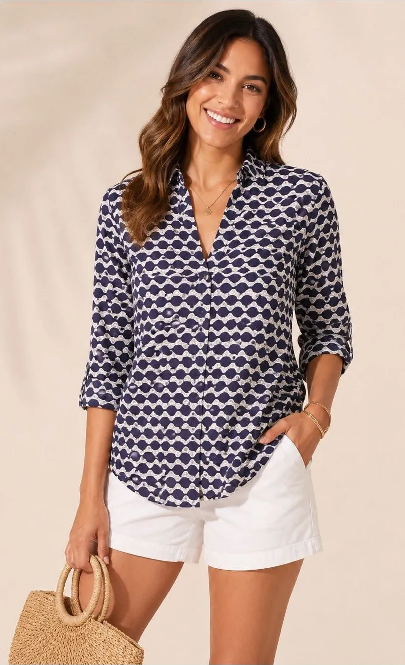 Forcynthia Beachwear Women Collar Long Sleeve Swim Pockets Cover Up Dress size M Blue Size M