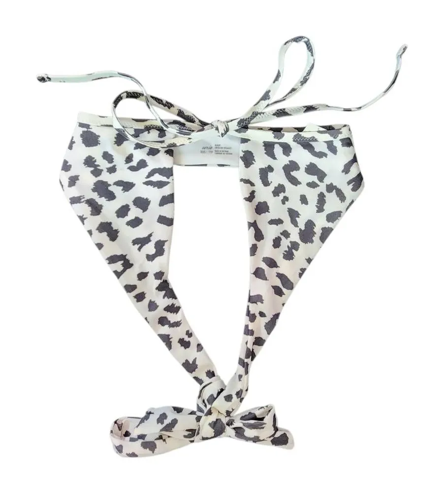 Aerie White and Black Leopard Print Bikini Top NWT Size XXS Leopard Swim Top