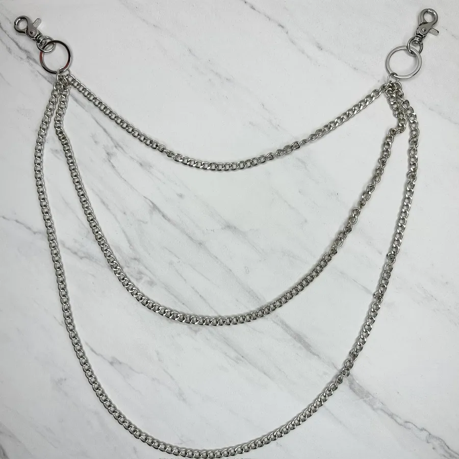 Draped Silver Chain Pants Chain Triple Strand Punk Y2K ✨