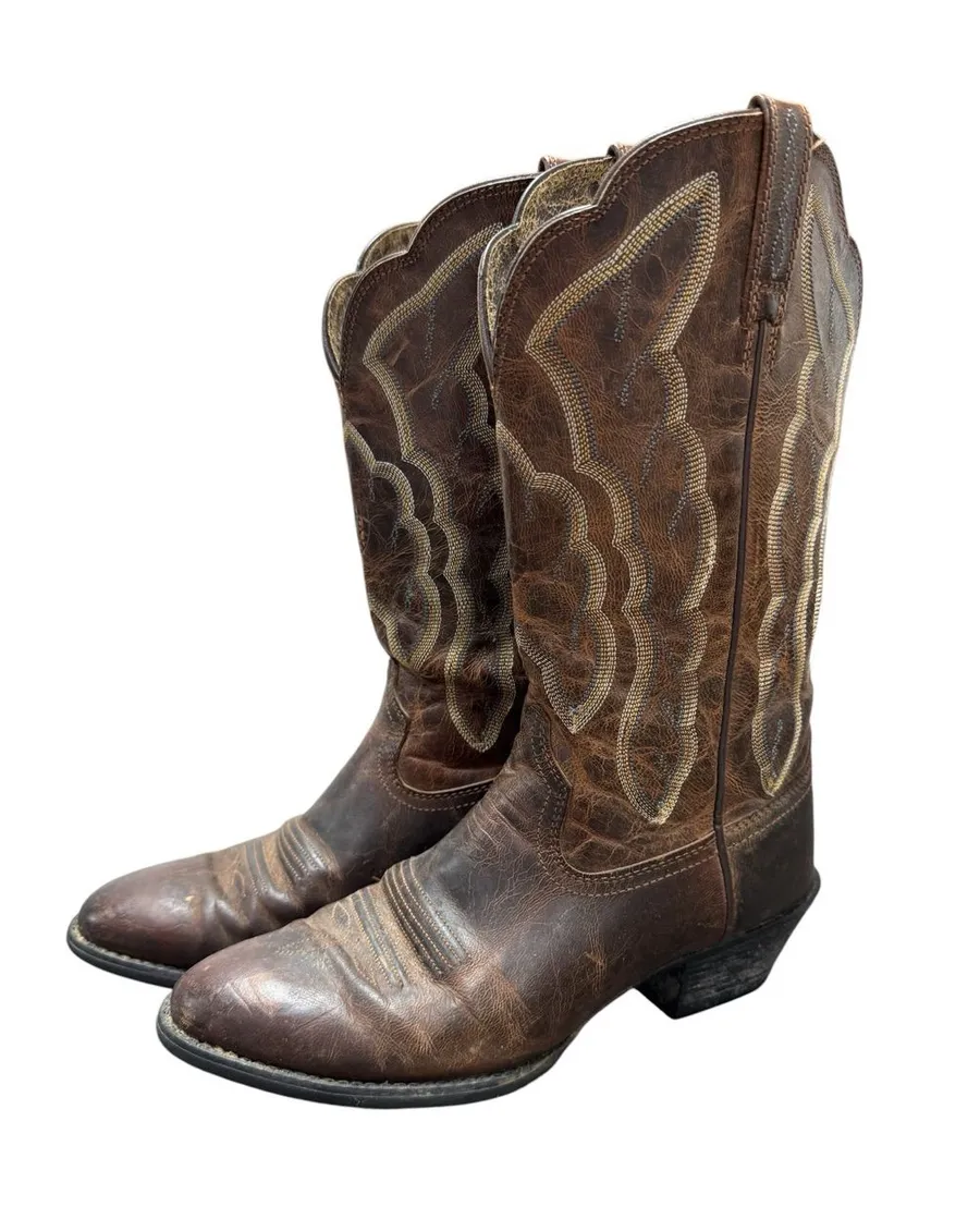 Ariat Heritage Western R Toe Cowboy Cowgirl Embroidered Boots Brown 6.5 10010266