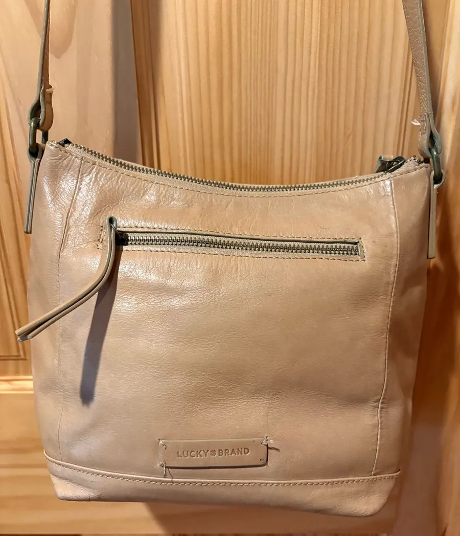 Lucky Brand leather crossbody bag soft tan/beige leather