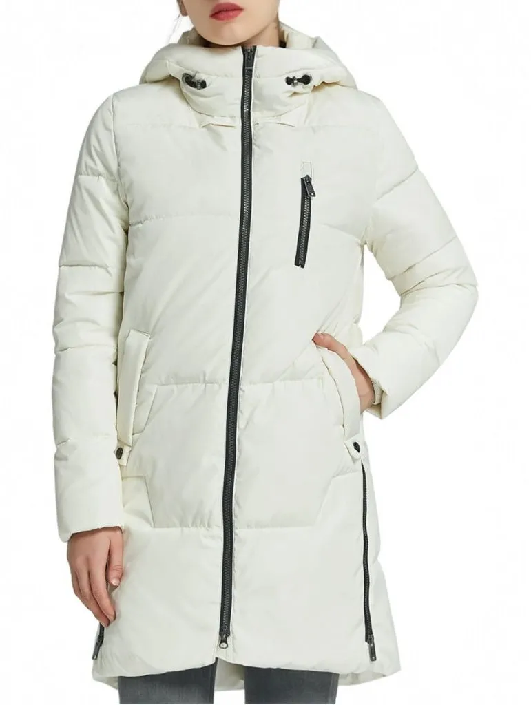 OROLAY White Long Down Puffer Coat Hooded Size 2XL A