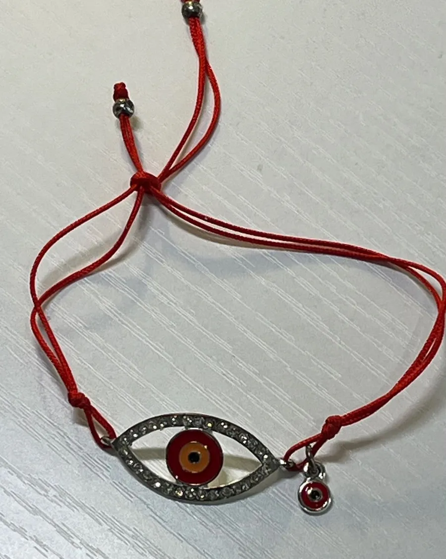 Red String Evil Eye Charm Bracelet Rhinestone Adjustable Protection Amulet Red