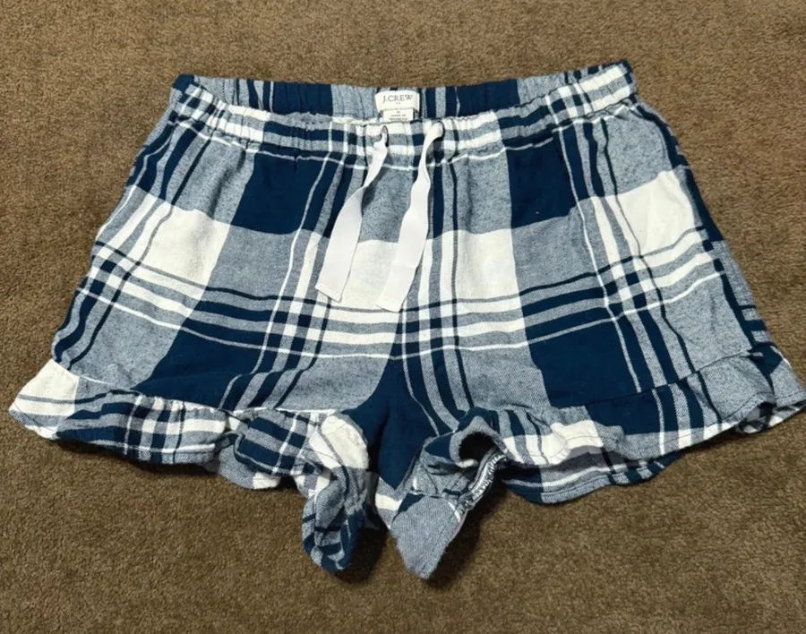 J. Crew Navy and White Plaid Women's Lounge Shorts