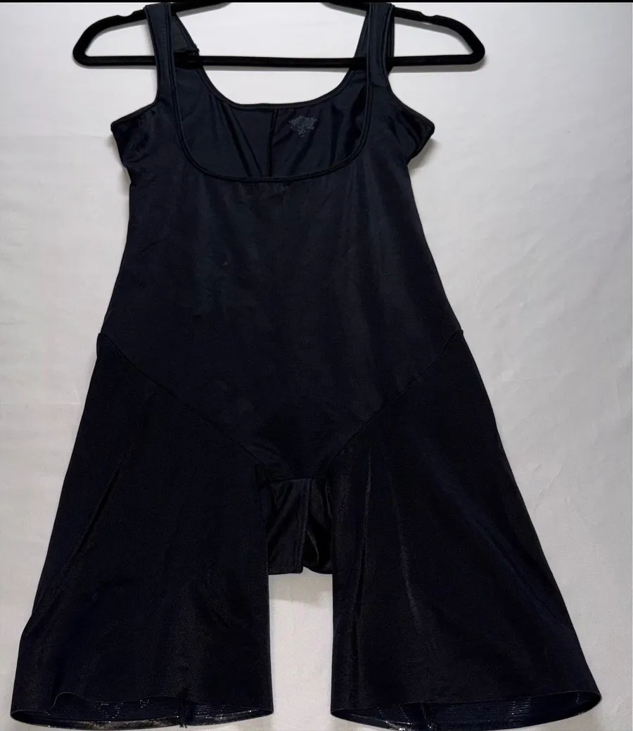 Soma Bodysuit Women Large Black Shapewear Firm Control Mid-Thigh Slimming
