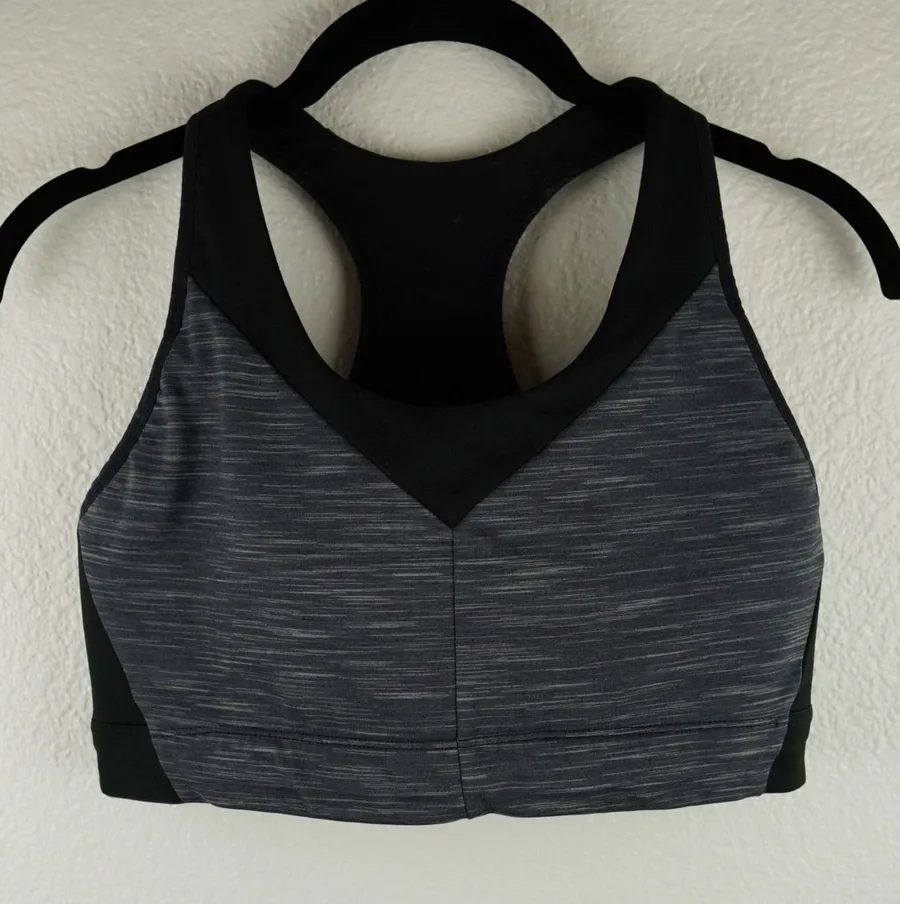 Patagonia Active Compression Racerback Sports Bra Gray Black Size L
