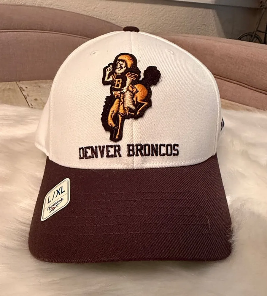 DENVER BRONCOS AFL FLEX FIT HAT THROWBACK RETRO CAP L/ XL REEBOK 50TH