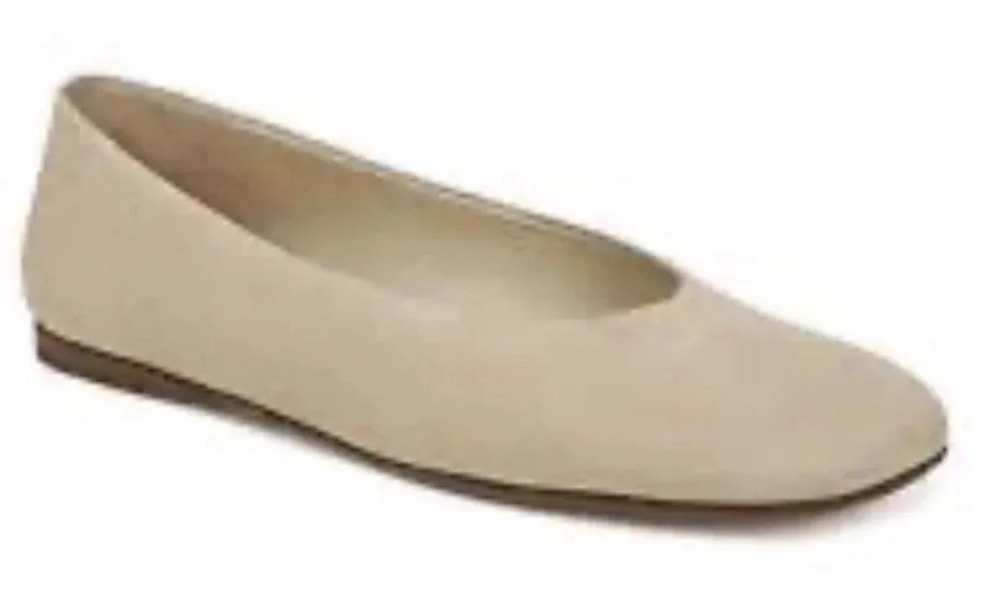 Vince Womens Leah Square Toe Leather Ballet Flats Beige Nude Size 40 US 9