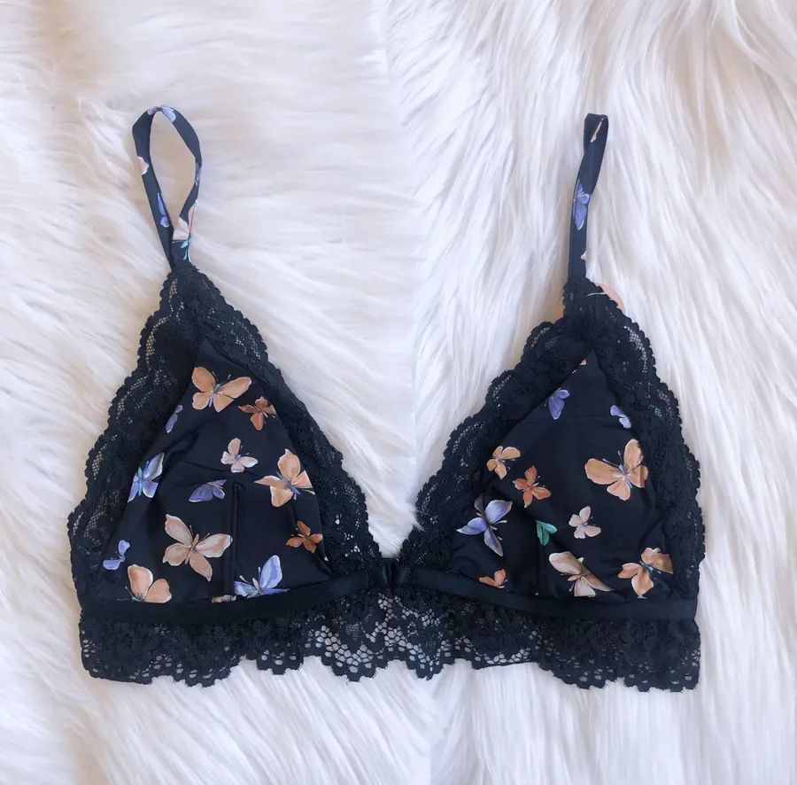 Black butterfly lace bralette, brand new with tag
