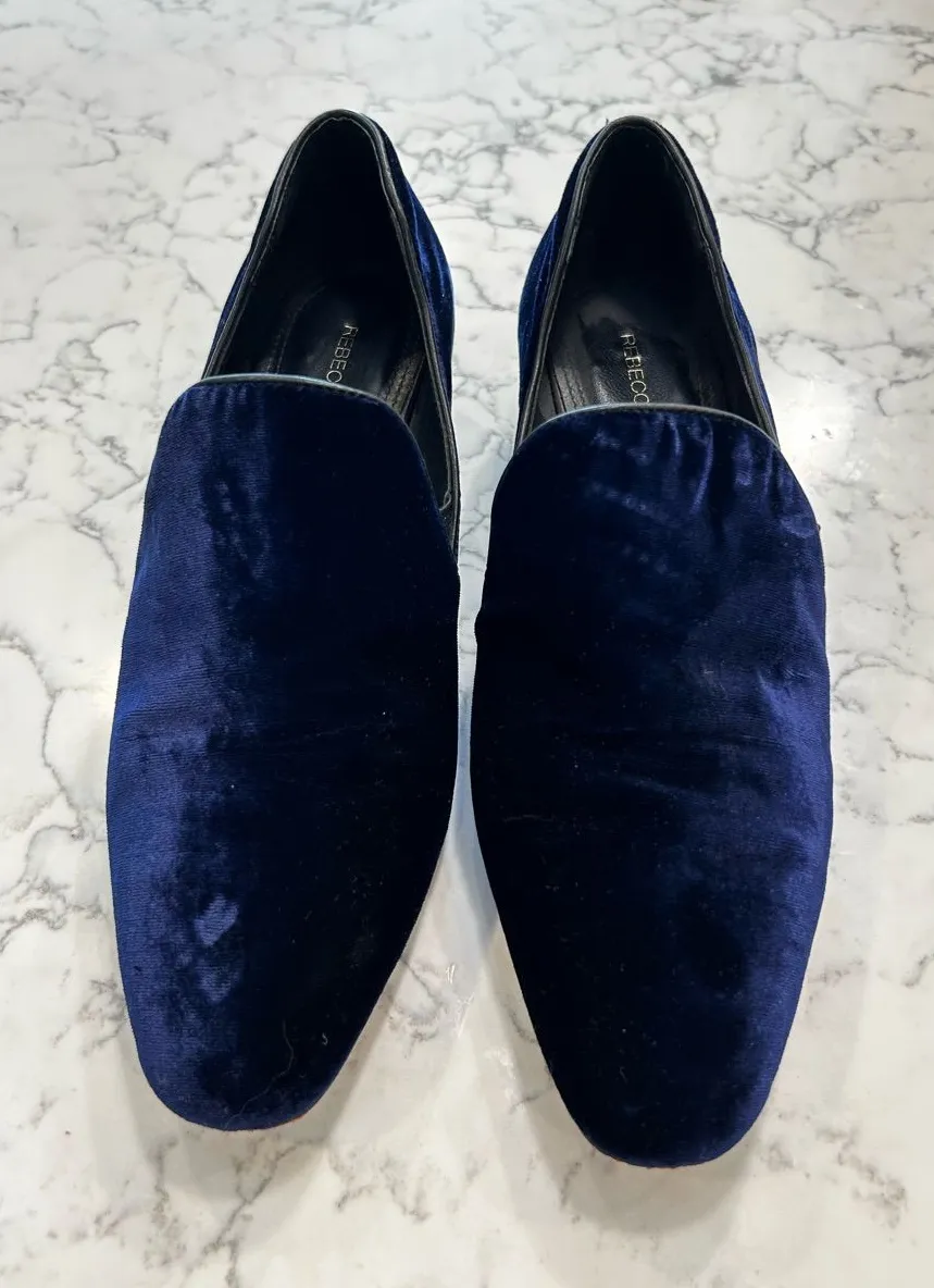Rebecca Minkoff Navy Blue Velvet Low Heel Loafers Size 7