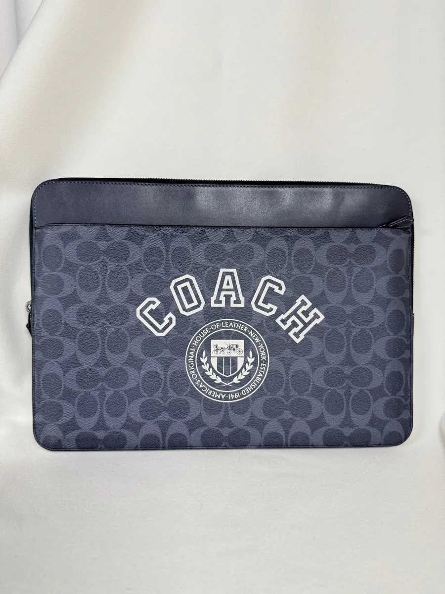 COACH Laptop Case In Signature Canvas With Varsity Motif CB987