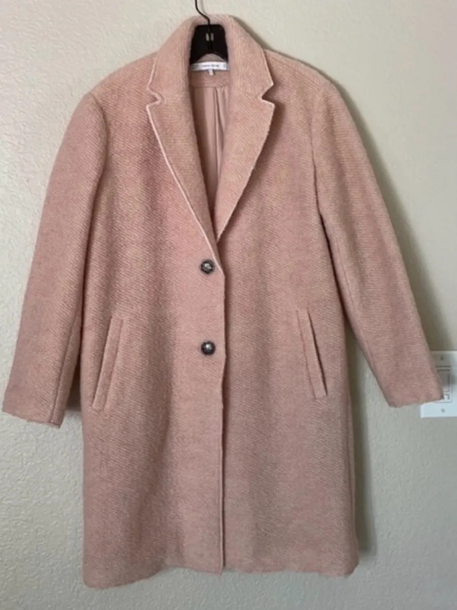 Zara Blush Pink Single-Breasted Wool-Blend Coat
