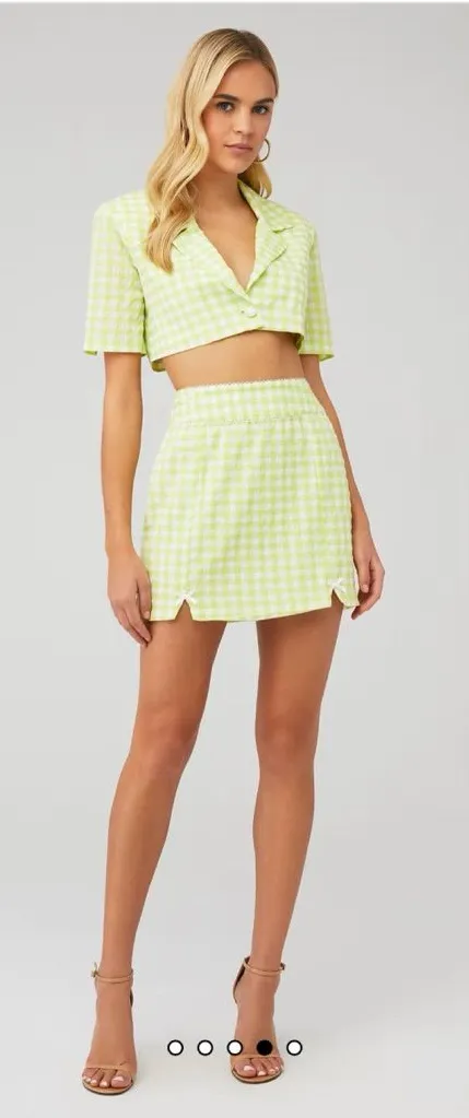 For Love & Lemons Green Gingham Checkered Blazer S. $167