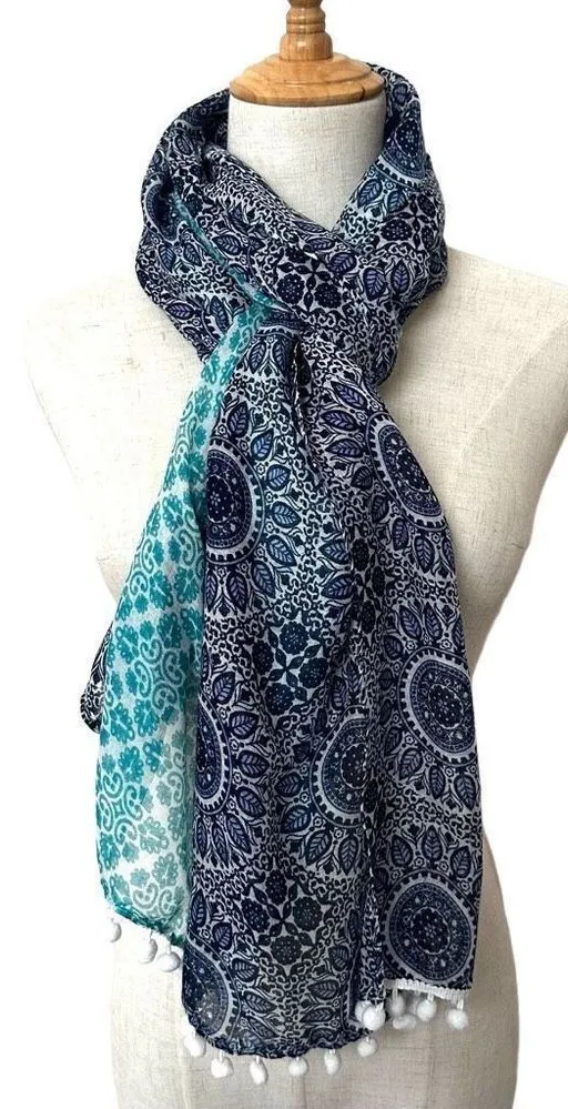 Collection eighteen blue Pom Pom scarf