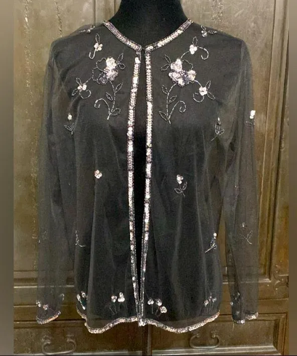 Vintage Mesh longsleeves blk jacket with sequence