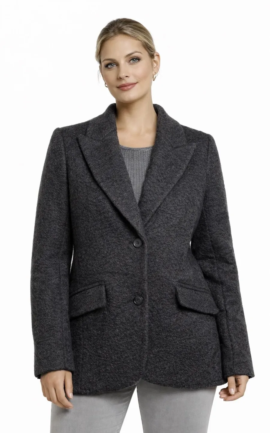 ELLEN TRACY Women's Charcoal Textured Blazer Jacket Size M