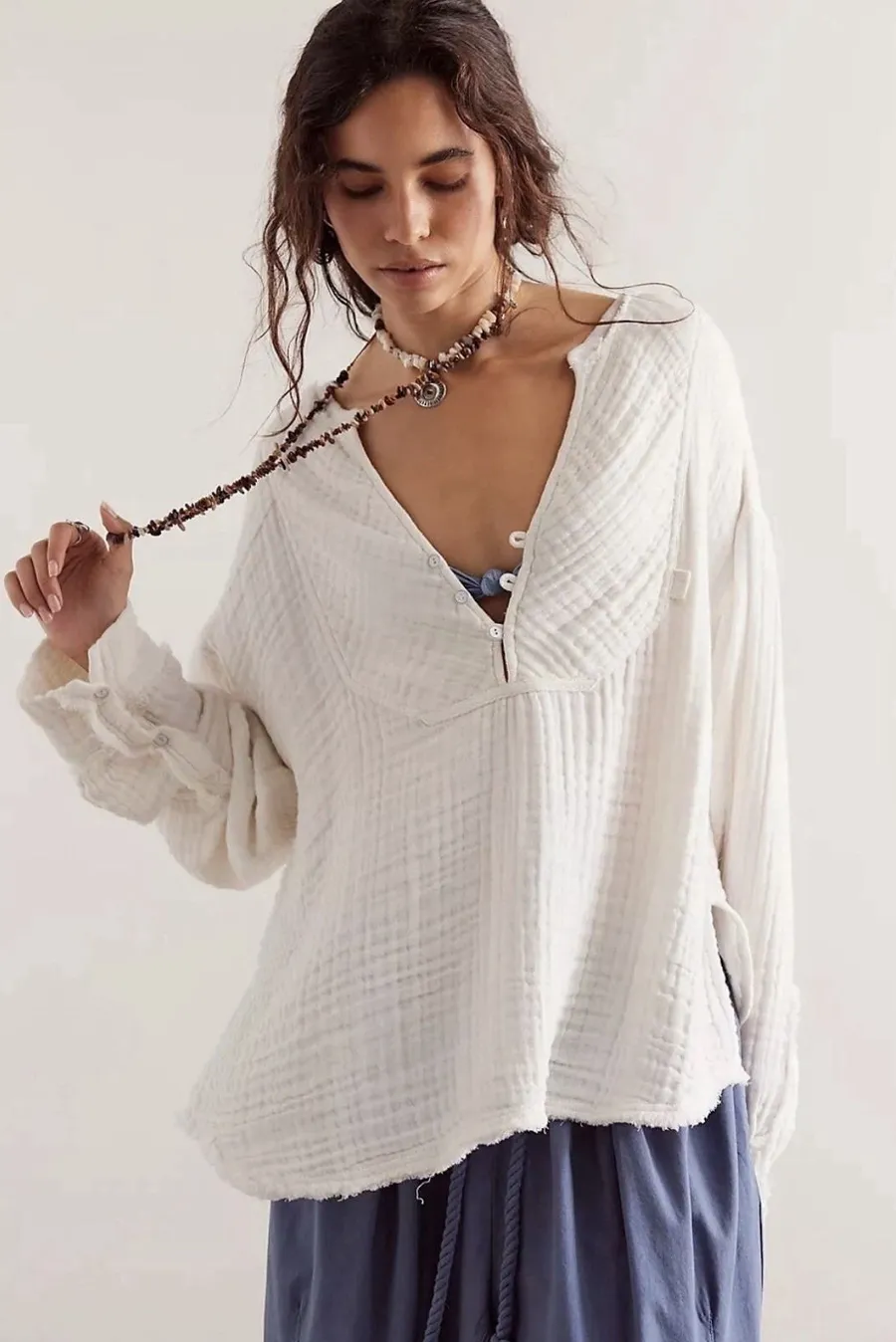 Free People We The Free Easy Sunday Pullover Shirt Tunic Top Oversize Size Small