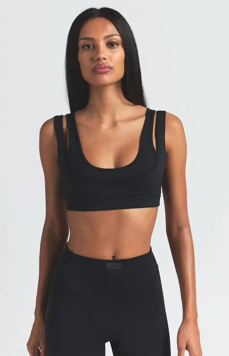 Nike Skims Matte Double Strap Scoop Bra Obsidian Size Medium