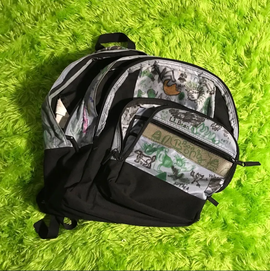 LIGHT BLUE AND BLACK DESIGNED L.L. BEAN BACKPACK