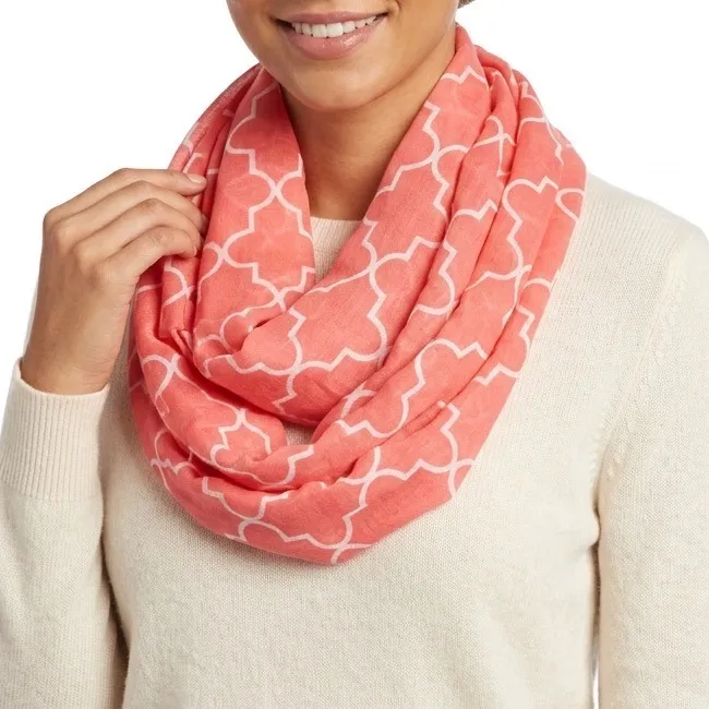 Infinity Scarf Womens One Size Chic Pink Floral Neck Warmer Cozy Winter Wear