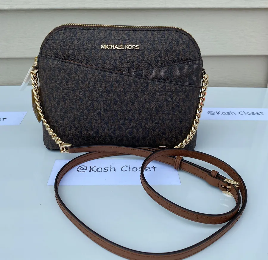 MK JET Set Travel Dome Medium Crossbody Bag - Brown
