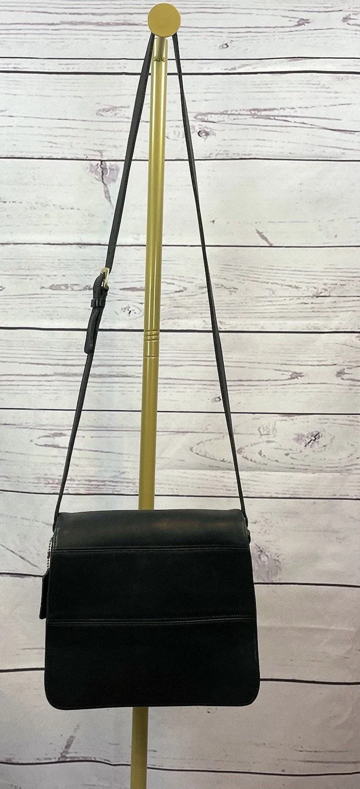 Coach Vintage Tribeca 9092 Black Leather Flap Crossbody Bag