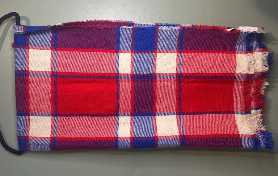 BP Nordstrom Plaid Blanket Scarf Red Blue Oversized Fringe Wrap NWT O/S