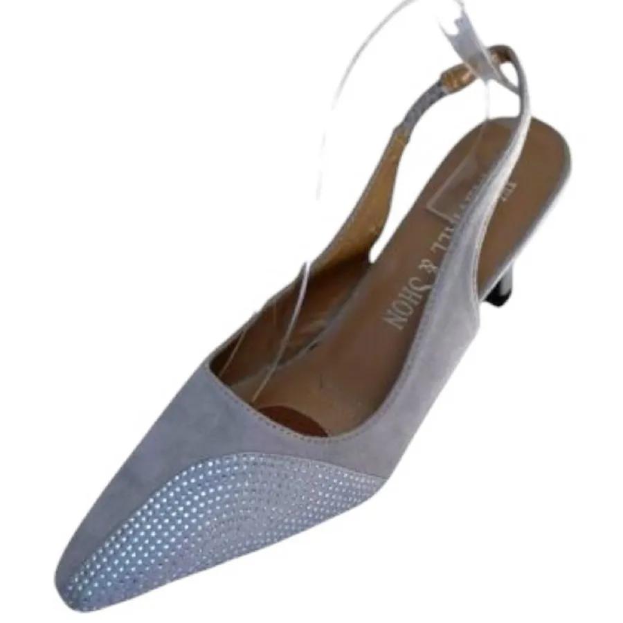 Whittall & Shon Women Rhinestone Halt Moon Slingback Sandals Buckle Size 10 New Silver