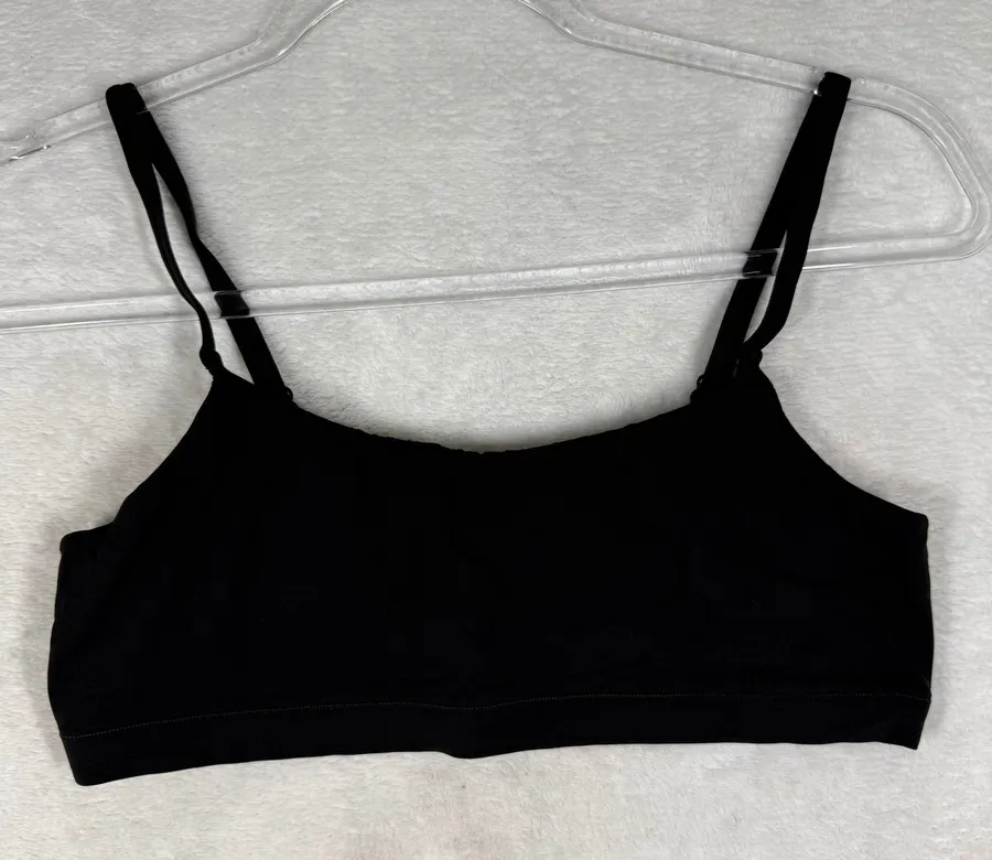 Quince Women Black Nylon Spandex Stretch Scoop Neck Bralette MSL001 Medium NWOT