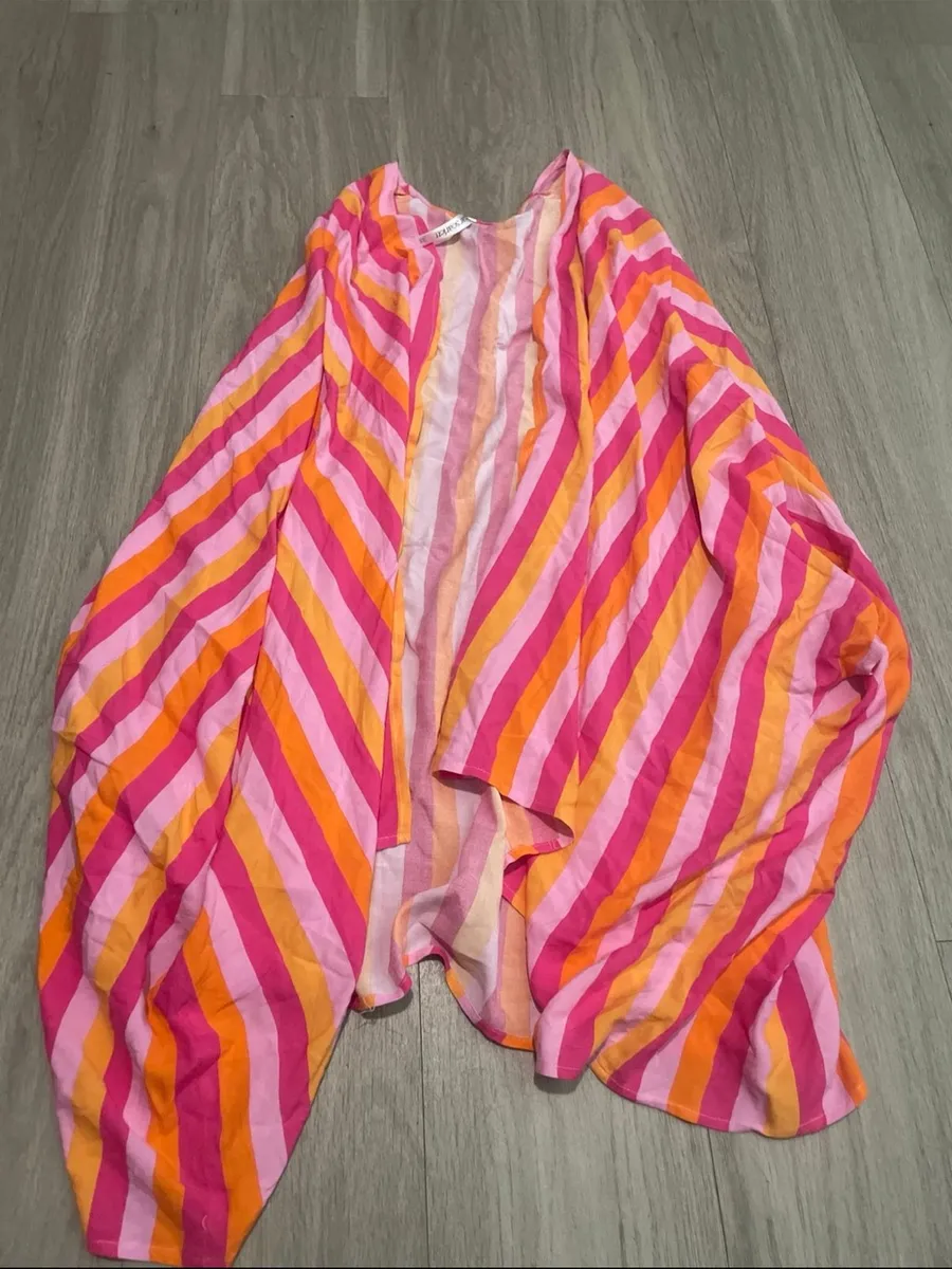 Scarlett Pink Orange Yellow Striped Swim Coverup