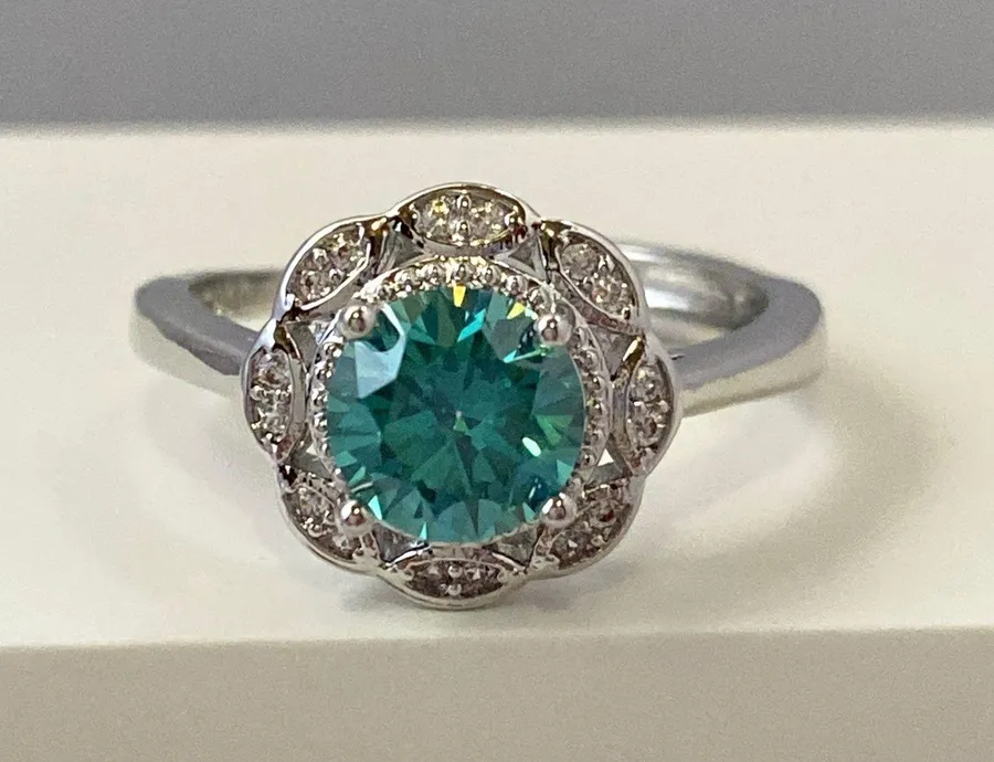 925 Silver Plated Adjustable Crystal Ring for Women