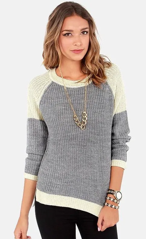 RD Style Stitch Fix Women’s Size Large Wilkes Colorblocked Raglan Sweater Gray