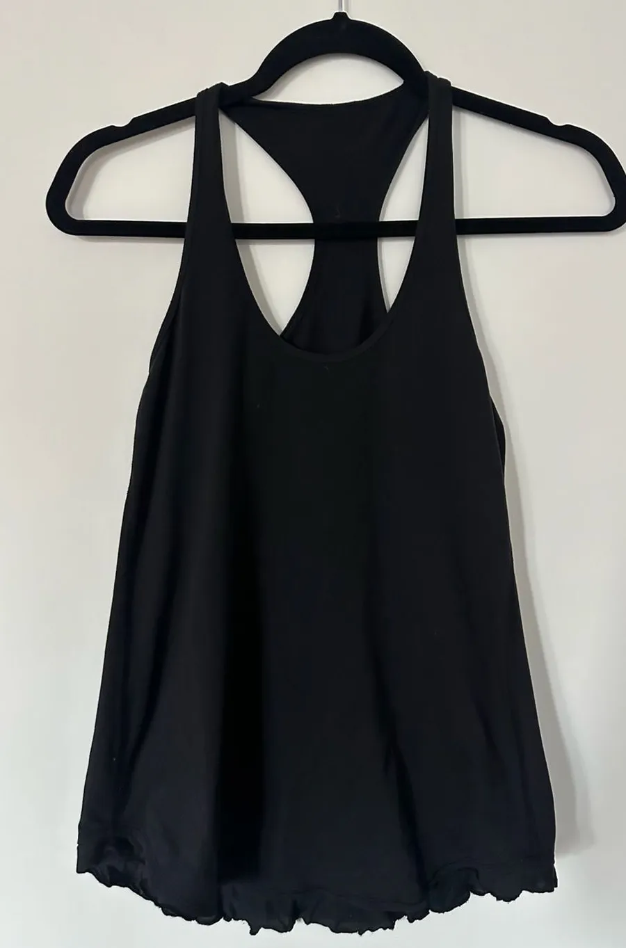 Lululemon Black Racerback Athletic Tank Top with Ruffle Hem Size L