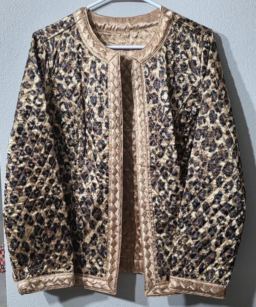 Leopard Print Reversible Quilted Women's Jacket Gold Braiding