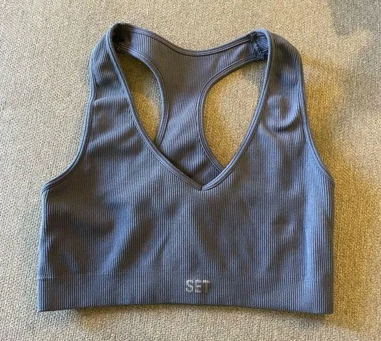 sculptflex racer back v neck sports bra size XS/S in blue