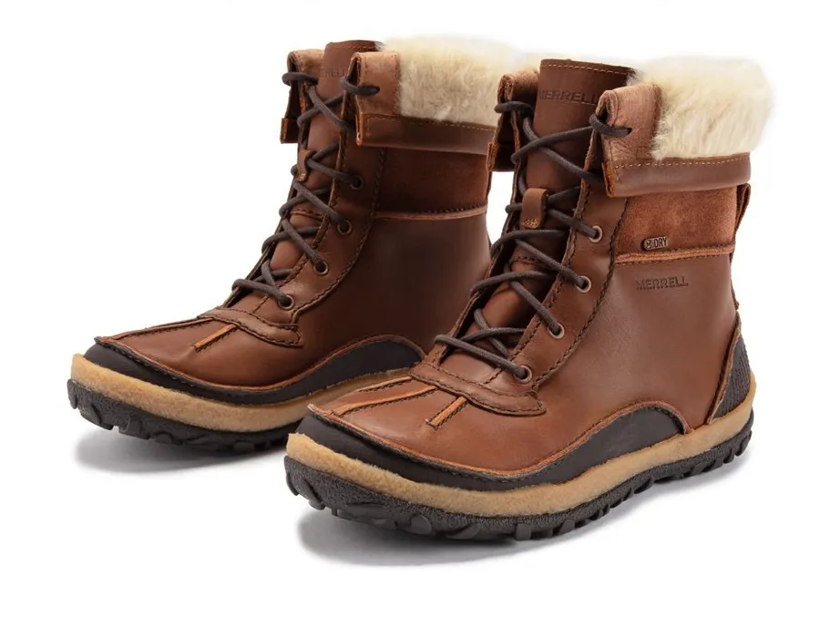 Merrell Tremblant Waterproof Leather Faux Fur Winter Boots Brown Women’s 7.5