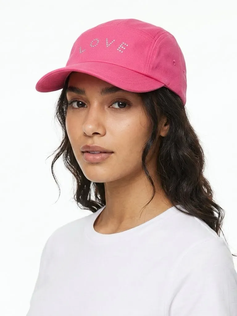 GAP Pink LOVE Embellished Rhinestone Bling Adjustable Baseball Cap - Women