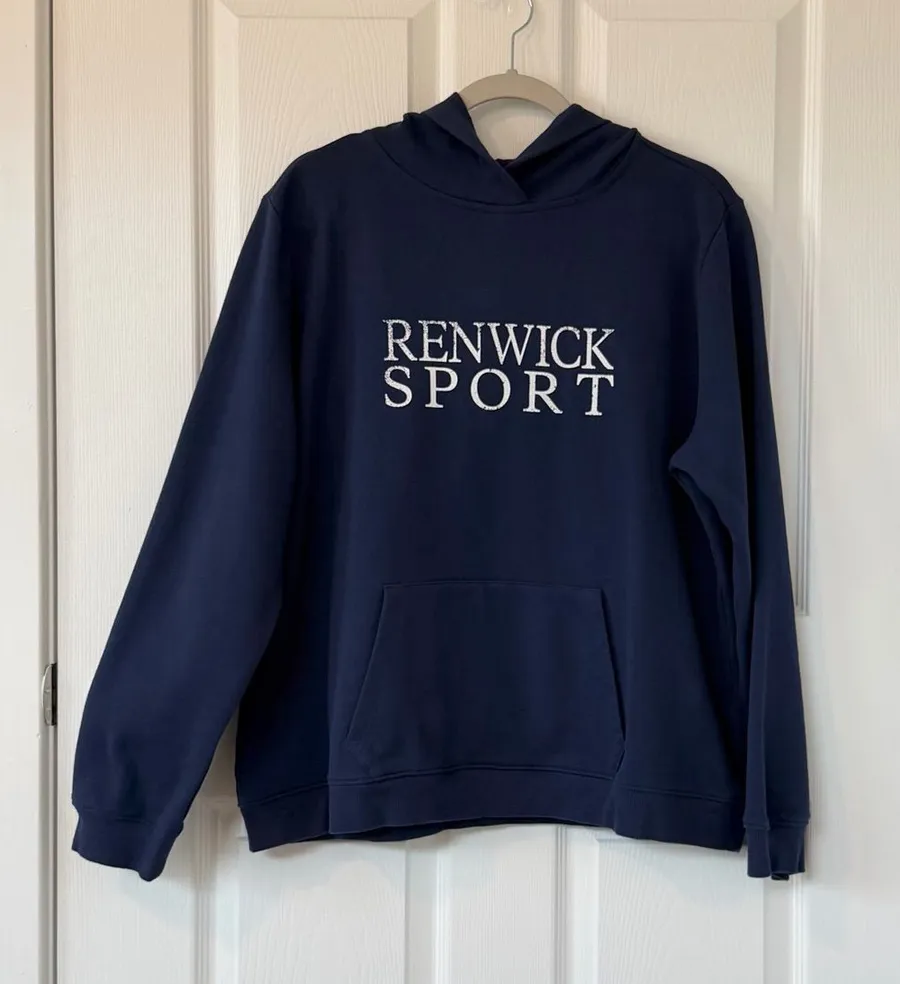 Renwick Sport Performance Pique Logo Hoodie in Navy for Golf & Tennis Blue Size L
