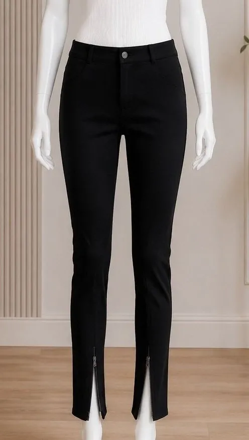 Teri Jon Women Trousers Black Ankle Zipper Slim Straight Leg Pants Size 6