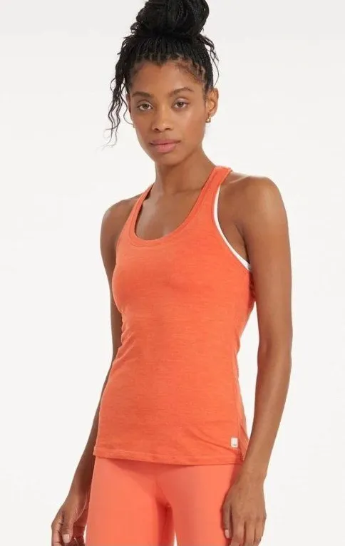 Vuori Heathered Orange Lux Performance Racerback Tank Top S