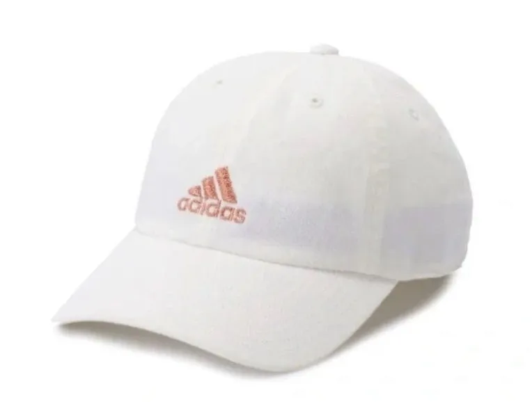 Adidas White Cap with Rose Gold Logo Embroidery