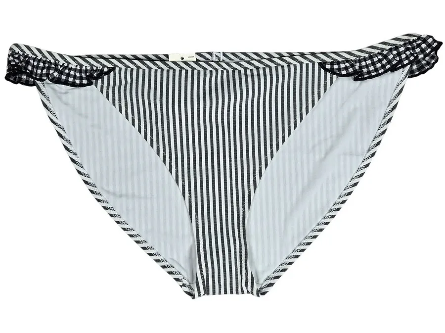 Aerie Seersucker Ruffle Bikini Bottom Striped with Gingham Ruffles Size M NWT