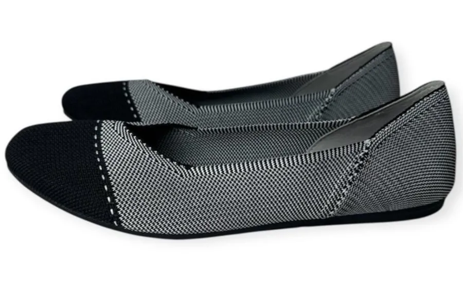 Bacia Flats Shoes Women Knit Ballet Flat Slip on Comfort Washable Dress Shoes Black Size 8