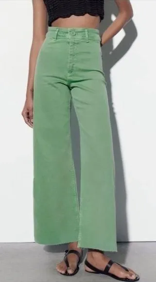 NWT The Marine Straight Denim Lime Green High Waist Sailor Jeans Size 4