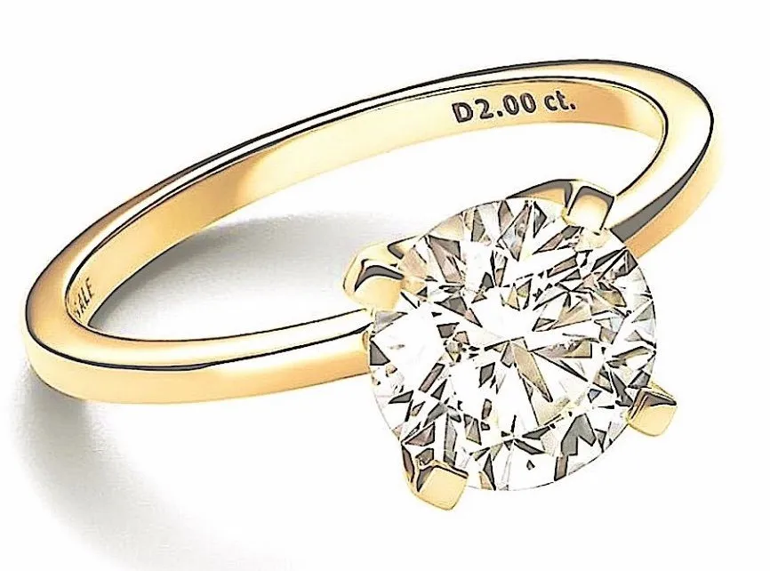 Sparkling 2 Ct Solitaire Ring | 14k Yellow Gold Plated 925 Silver