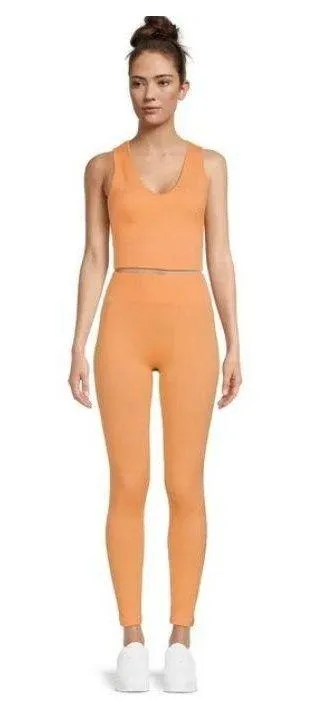 Juniors Seamless Tank Top and Leggings Set 2-Piece Peach Jelly