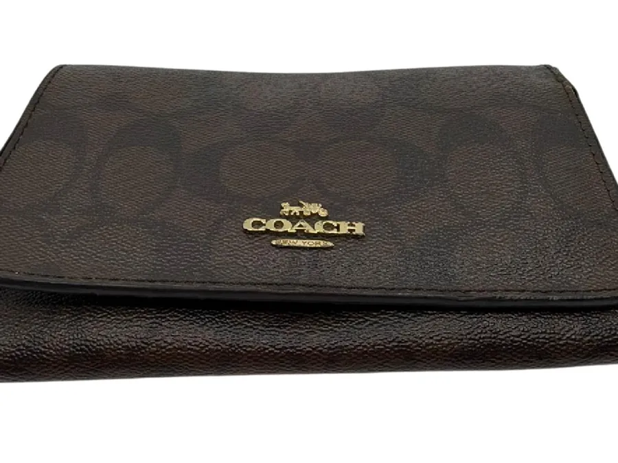 Coach Bifold Brown Signature Coated Canvas Wallet