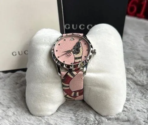 Gucci Pink and Black Luxury Watch