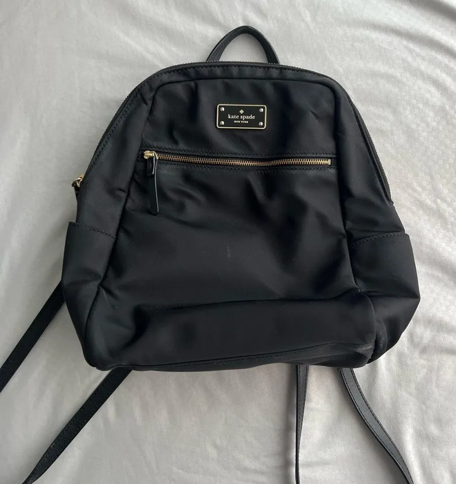 Kate Spade Black Nylon Backpack with Gold Hardware