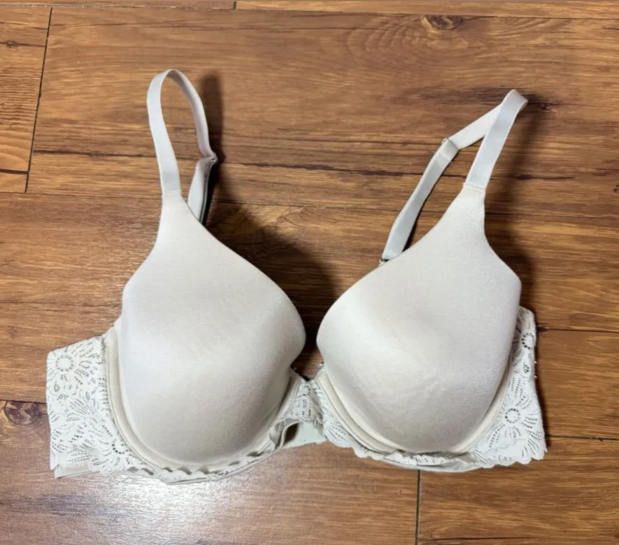 Aerie Real Sunnie Full Coverage Bra Size 34D Underwire Tan Taupe Molded Cups